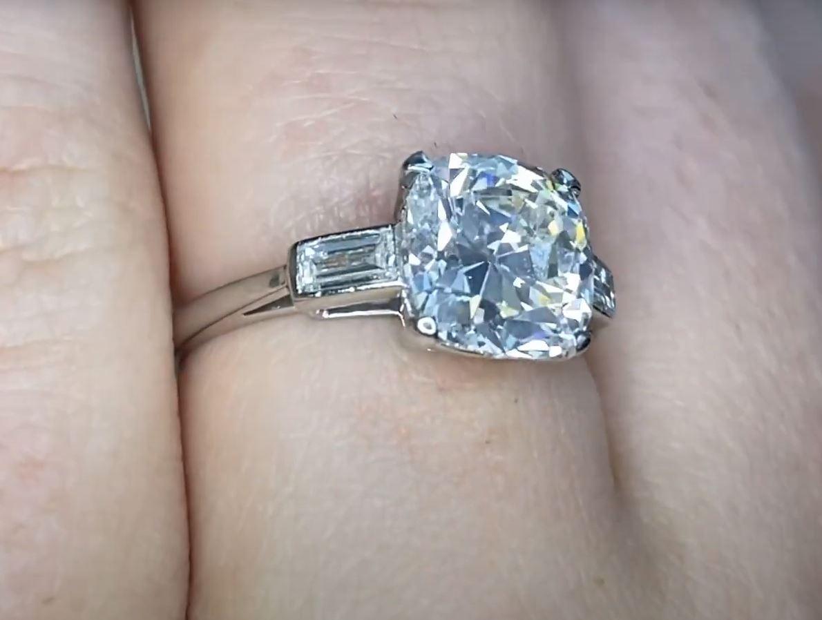 For Sale:  GIA 2.19ct Cushion Cut Diamond Engagement Ring, H Color, Platinum 5