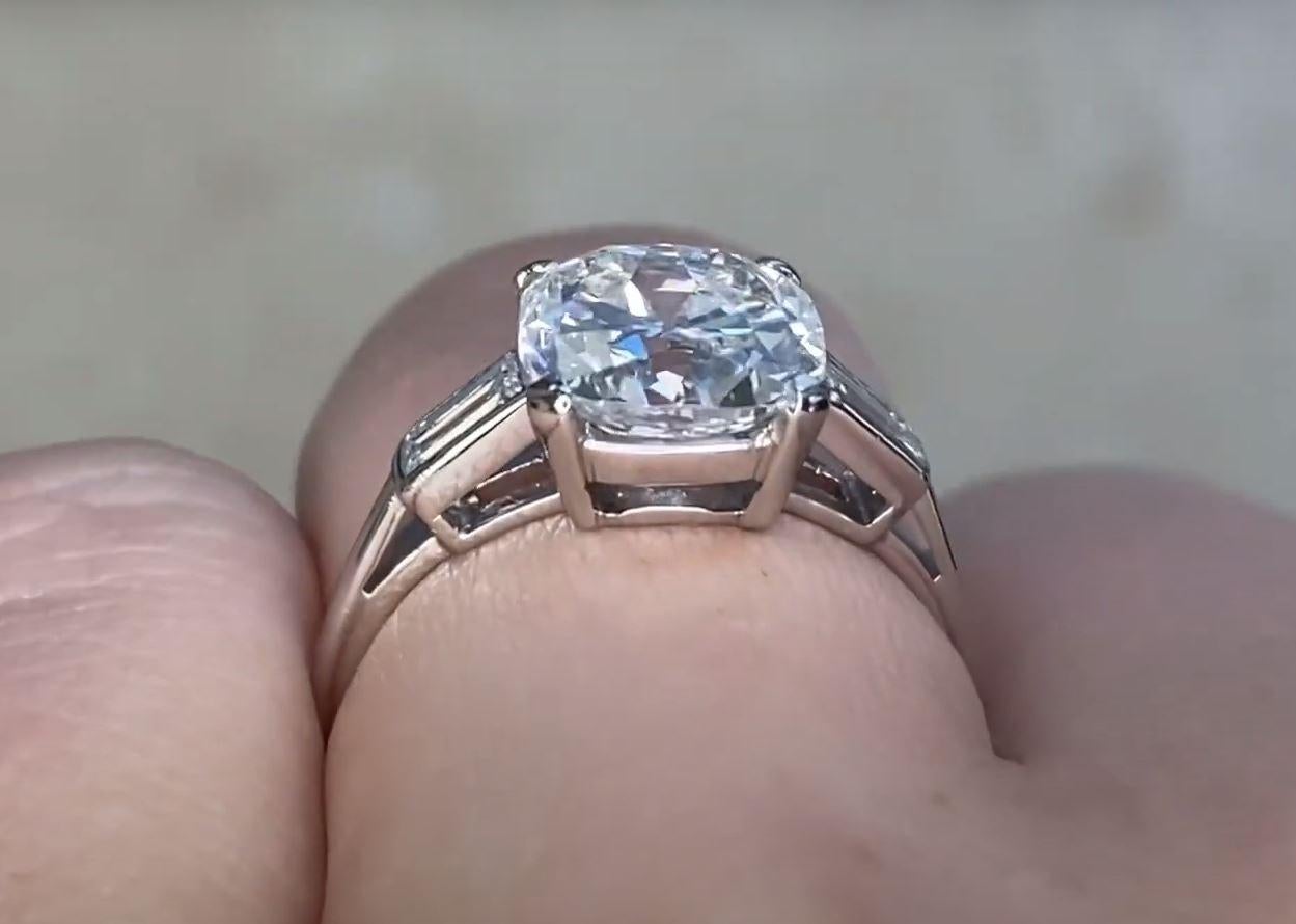 For Sale:  GIA 2.19ct Cushion Cut Diamond Engagement Ring, H Color, Platinum 7