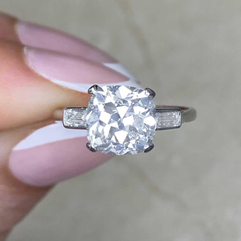 For Sale:  GIA 2.19ct Cushion Cut Diamond Engagement Ring, H Color, Platinum 9