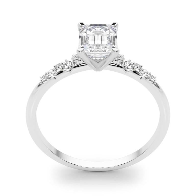 GIA 2.2 Carat Emerald Cluster Trellis Solitaire  Bague en diamant Pour femmes en vente