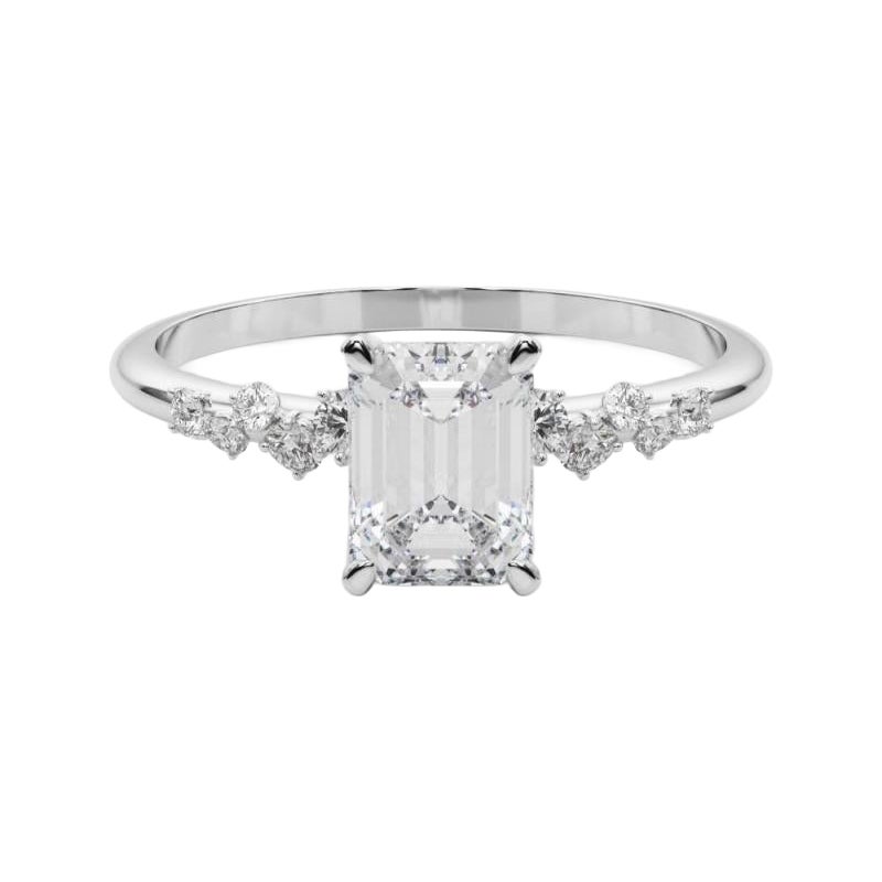 GIA 2.2 Karat Smaragd Cluster Trellis Solitaire  Diamantring