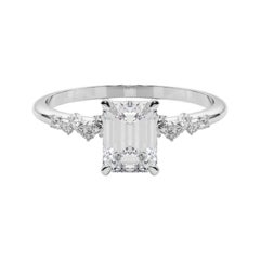 GIA Racimo de esmeraldas de 2.2 quilates Solitario enrejado  Anillo de diamantes