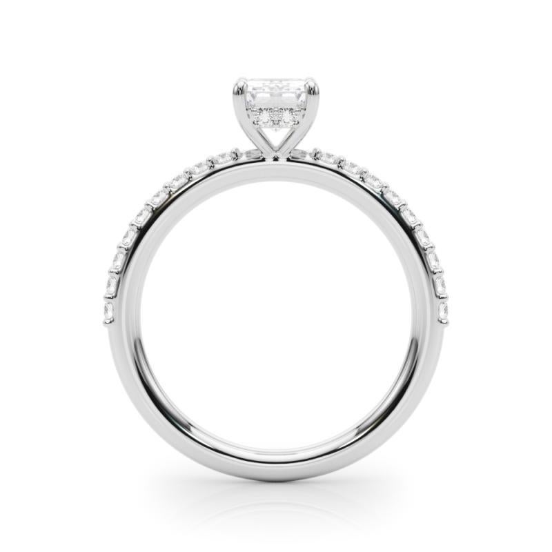 GIA 2,2 Karat Smaragd Halo geteilt Zinken Ewigkeit  Diamantring im Zustand „Neu“ im Angebot in New York, NY