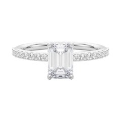 GIA 2.2 Carat Emerald Halo Shared Prong Eternity  Diamond Ring