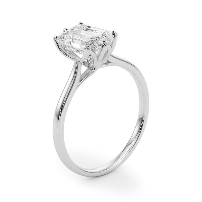 GIA 2.2 Karat Smaragd Solitär Kathedrale Tulpe  Diamantring im Angebot 1