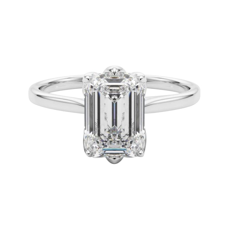 GIA 2.2 Carati Smeraldo Solitario Cattedrale Tulipano  Anello con diamante