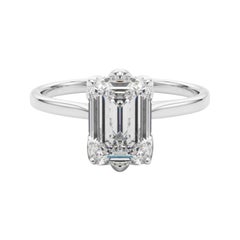 GIA 2.2 Carat Emerald Solitaire Cathedral Tulip  Diamond Ring GIA 2.2 Carat Emerald Solitaire Cathedral Tulip  Diamond Ring