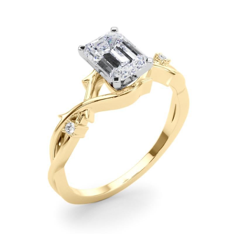 GIA 2,2 Karat Smaragd Rebe Band Nature inspiriert 18K Gelbgold Diamantring Damen im Angebot