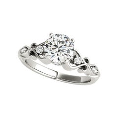 GIA 2.2 Carat Round Five-Stone Antique Scroll 18K White Gold Diamond Ring