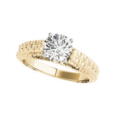GIA Anello con diamante rotondo solitario da 2,2 carati inciso in oro giallo 18K