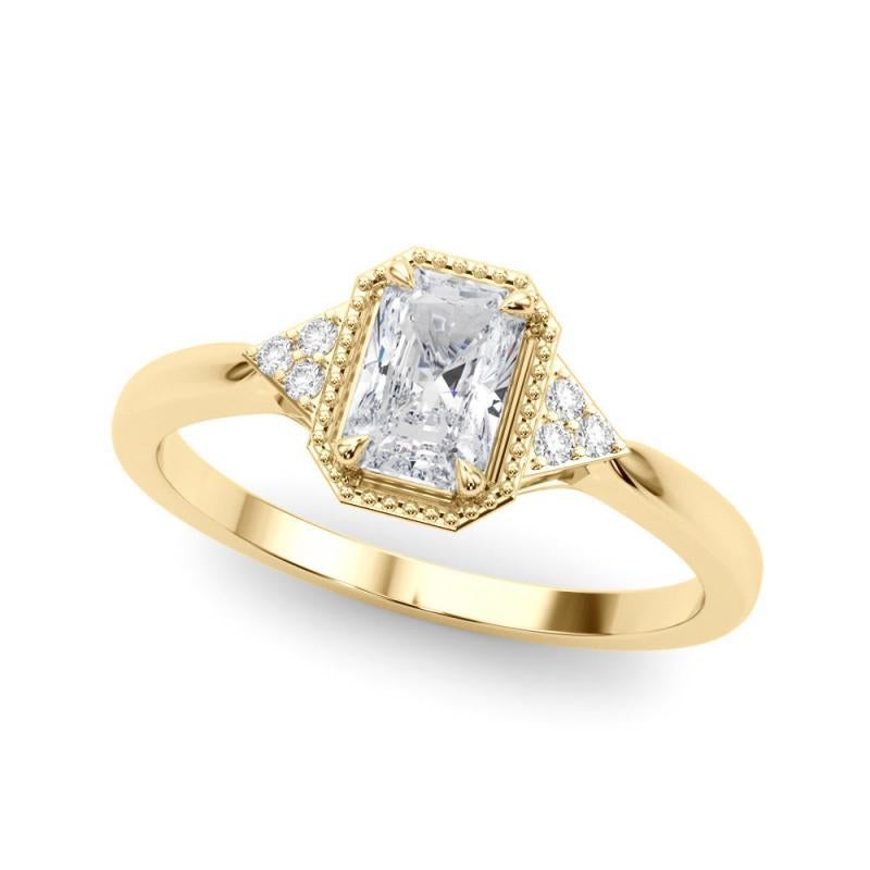 GIA 2,20 Karat Milgrain Radiant Geometrische Lünette 18K Gelbgold Diamantring (Radiantschliff) im Angebot