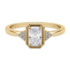 GIA 2,20 Karat Milgrain Radiant Geometrische Lünette 18K Gelbgold Diamantring