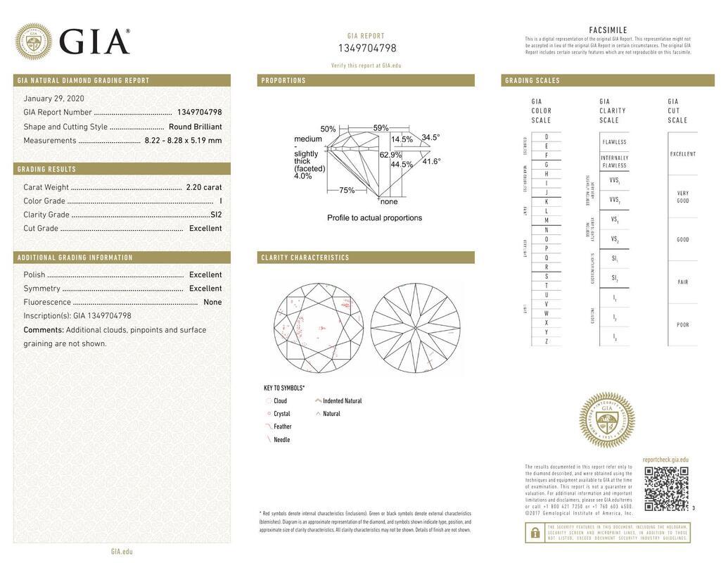 Contemporary GIA 2.20 Carat Round Multi-Row Pave & Solitaire 18K White Gold Diamond Ring For Sale