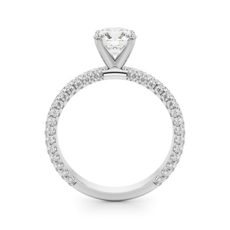Round Cut GIA 2.20 Carat Round Multi-Row Pave & Solitaire 18K White Gold Diamond Ring For Sale