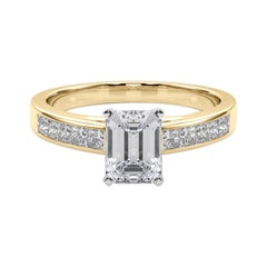 GIA 2.20ct Emerald Princess Channel Solitaire Center Yellow Gold Diamond Ring