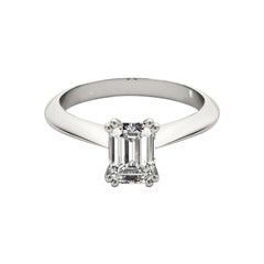 GIA 2.21 Carat Emerald Solitaire Tulip Cathedral  Diamond Ring