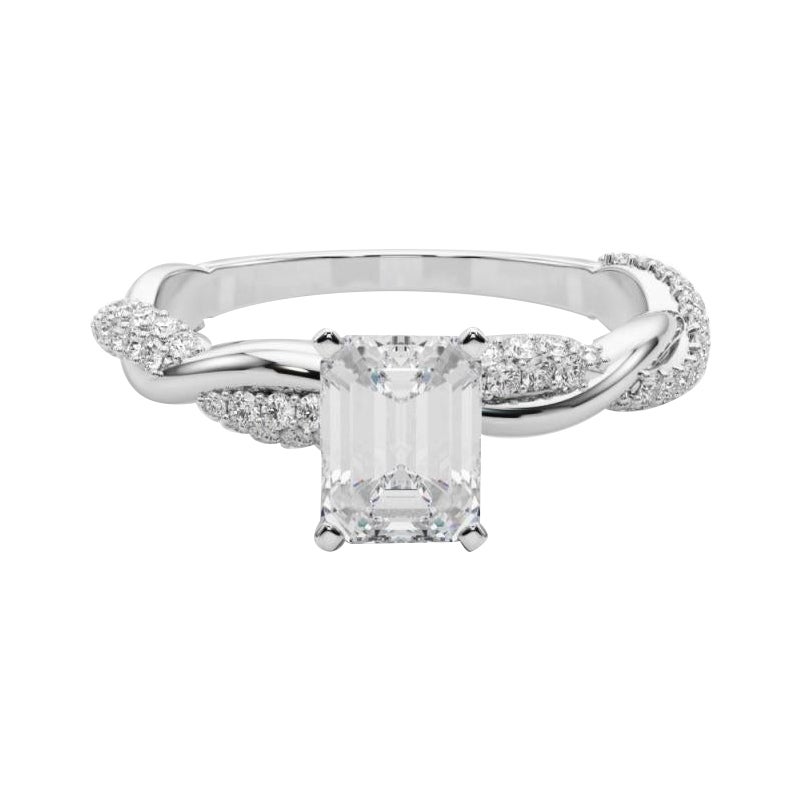 GIA 2.21 carati di smeraldo intrecciato con pave a spirale  Anello con diamante