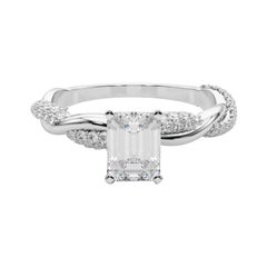 GIA 2.21 Carat Emerald Twisted Pave Braided Band  Diamond Ring