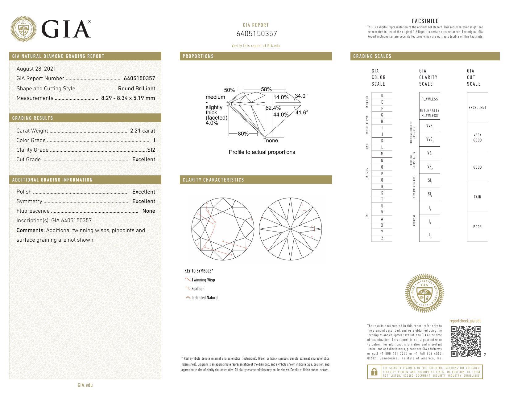 GIA 2.29ct Round Antique Fancy Gallery Engraved  Diamantring (Rundschliff) im Angebot