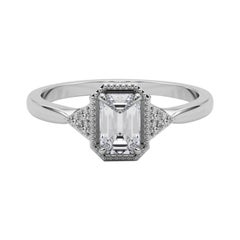 GIA 2.22 Carat Milgrain Emerald Geometric Bezel 18K White Gold Diamond Ring