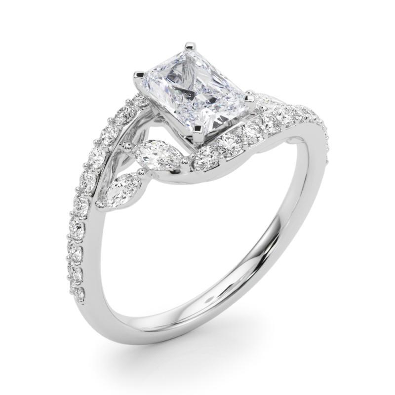 GIA 2,22 Karat Radiant geschwungener Bypass Blatt & Rebe  Diamantring Damen im Angebot