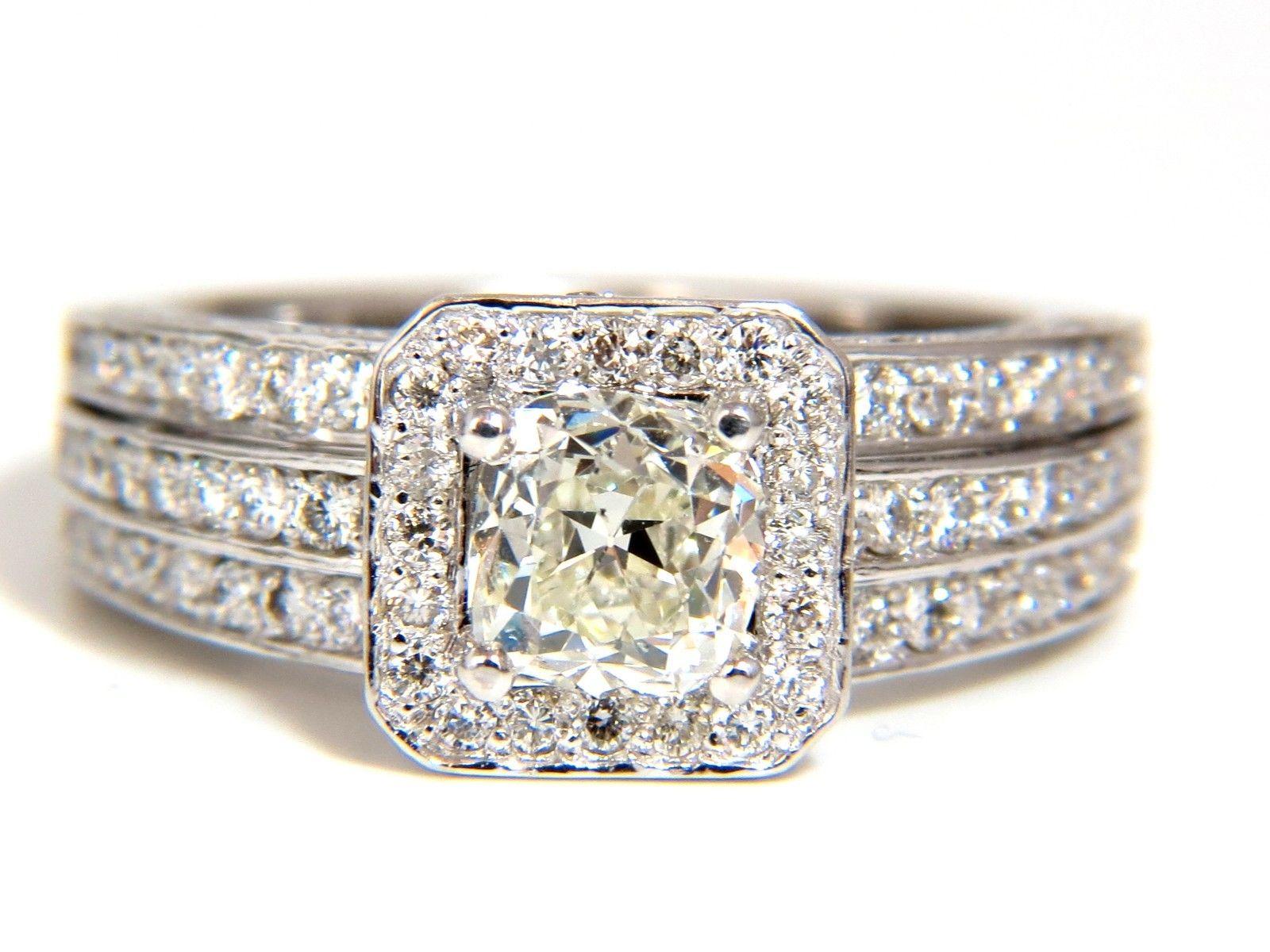 GIA 2.22ct Natural Cushion Cut Diamonds Ring 14KT K/Si Raised Square For Sale 4