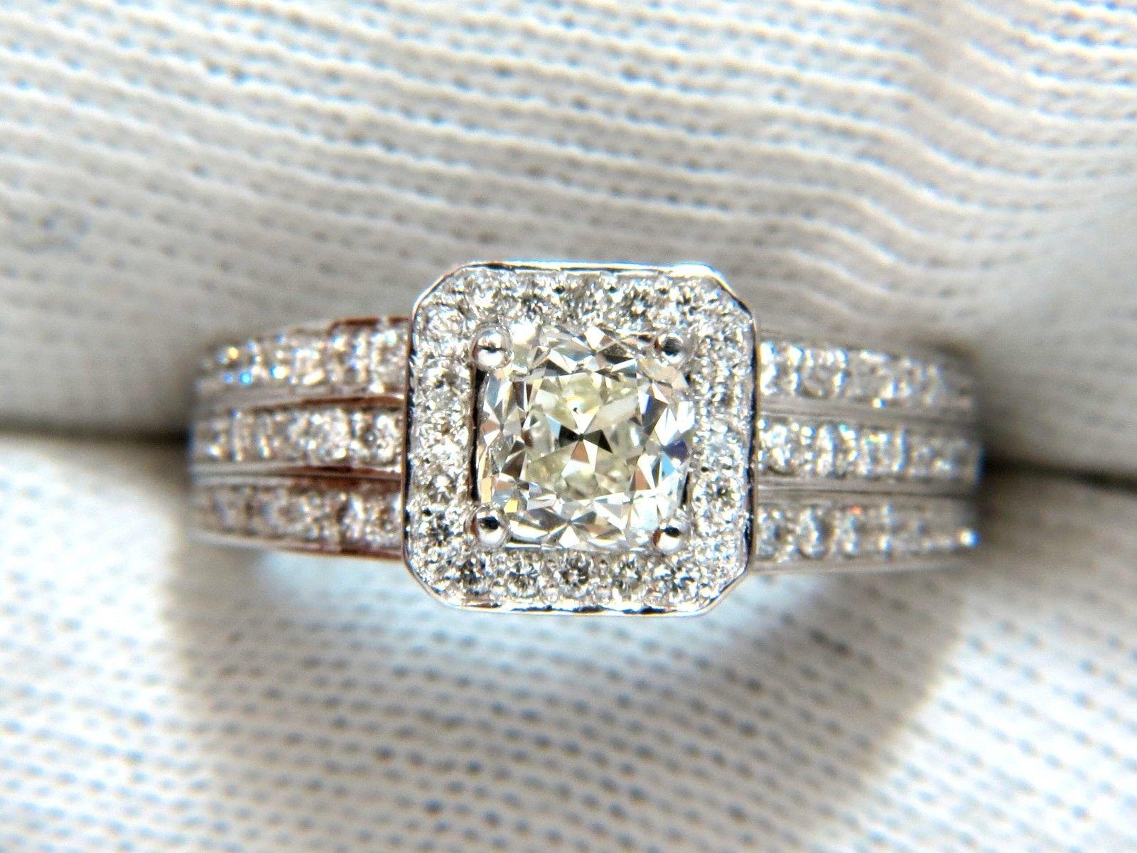 Women's or Men's GIA 2.22ct Natural Cushion Cut Diamonds Ring 14KT K/Si Raised Square For Sale