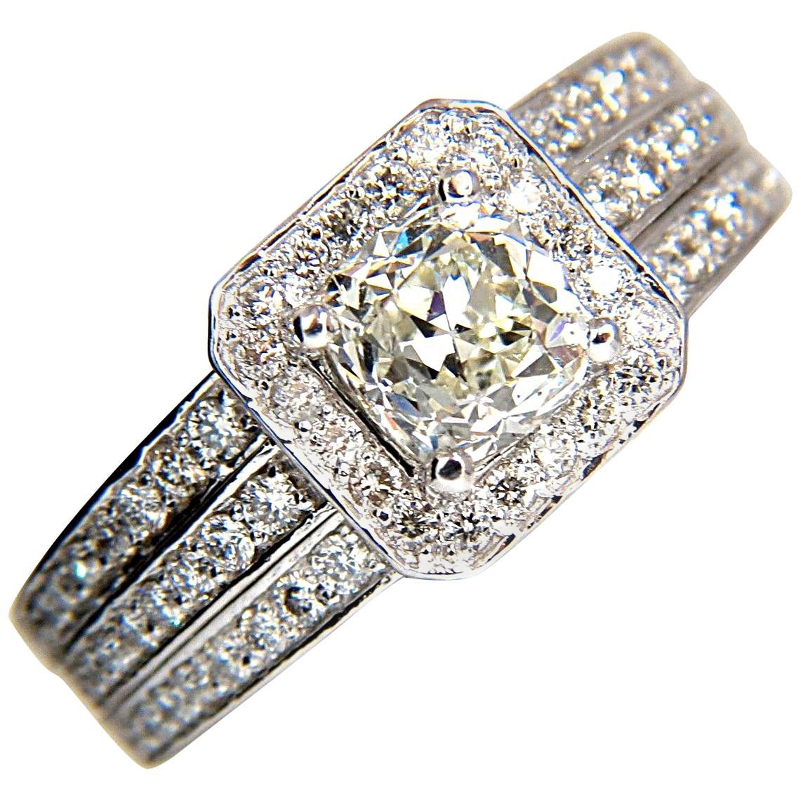GIA 2.22ct Natural Cushion Cut Diamonds Ring 14KT K/Si Raised Square*