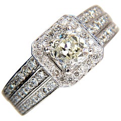 GIA 2.22ct Natural Cushion Cut Diamonds Ring 14KT K/Si Raised Square*