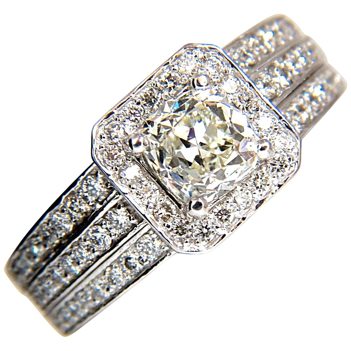 GIA 2.22ct Natural Cushion Cut Diamonds Ring 14KT K/Si Raised Square For Sale