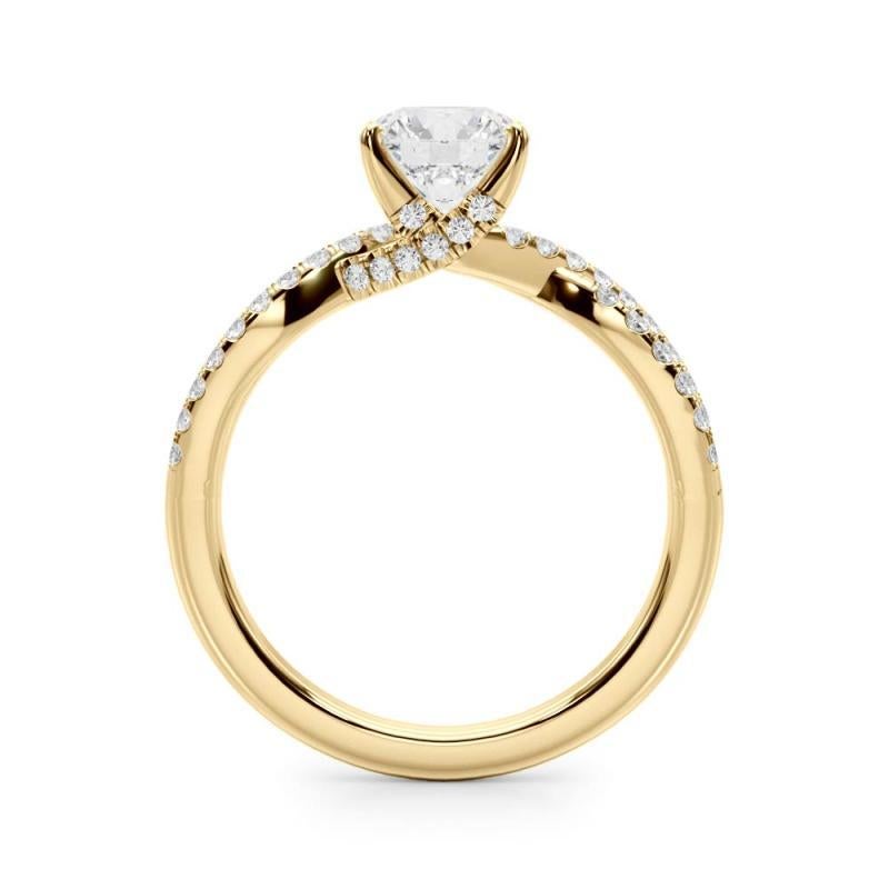 GIA 2,22ct Solitario rotondo intrecciato con gambo diviso in oro giallo 18K Anello di diamanti In condizioni Nuovo in vendita a New York, NY