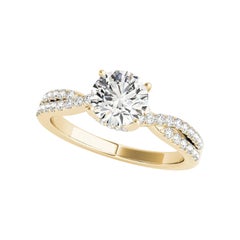 GIA 2.22ct Round Solitaire Entwined Split Shank 18K Yellow Gold Diamond Ring