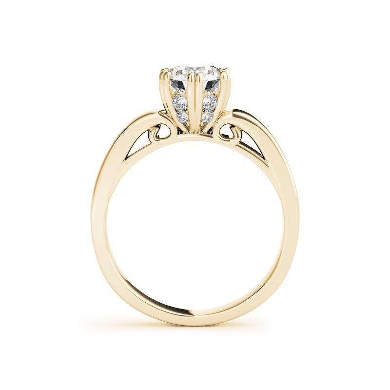 Taille ronde GIA 2,22ct Solitaire rond Tulipe Secret Diamant Bague en or jaune 18K en vente