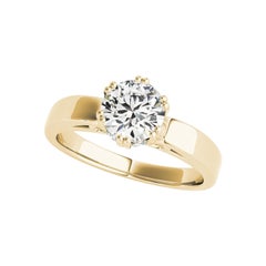 GIA 2,22ct Solitaire rond Tulipe Secret Diamant Bague en or jaune 18K