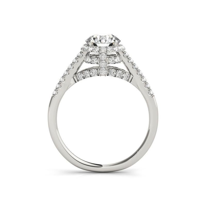GIA 2.22ct Rotondo Triplo Decker aureola Cattedrale  Anello con diamante In condizioni Nuovo in vendita a New York, NY