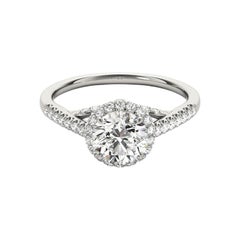 GIA 2.22ct Round Triple Decker Halo Cathedral  Diamond Ring