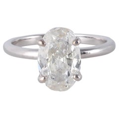 Anello solitario in oro bianco 14k con diamante taglio ovale GIA da 2,23 carati