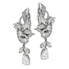 GIA 2.23ct Pear Shape Diamond 7.00ct Side Diamond Earrings