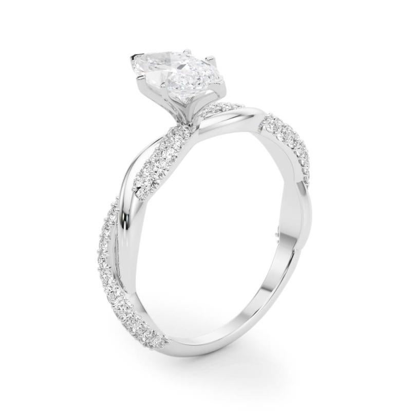 GIA 2,24 Carati Marquise intrecciati con Pave  Anello con diamante in vendita 1