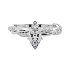 GIA 2.24 Carat Marquise Twisted Pave Braided Band  Diamond Ring
