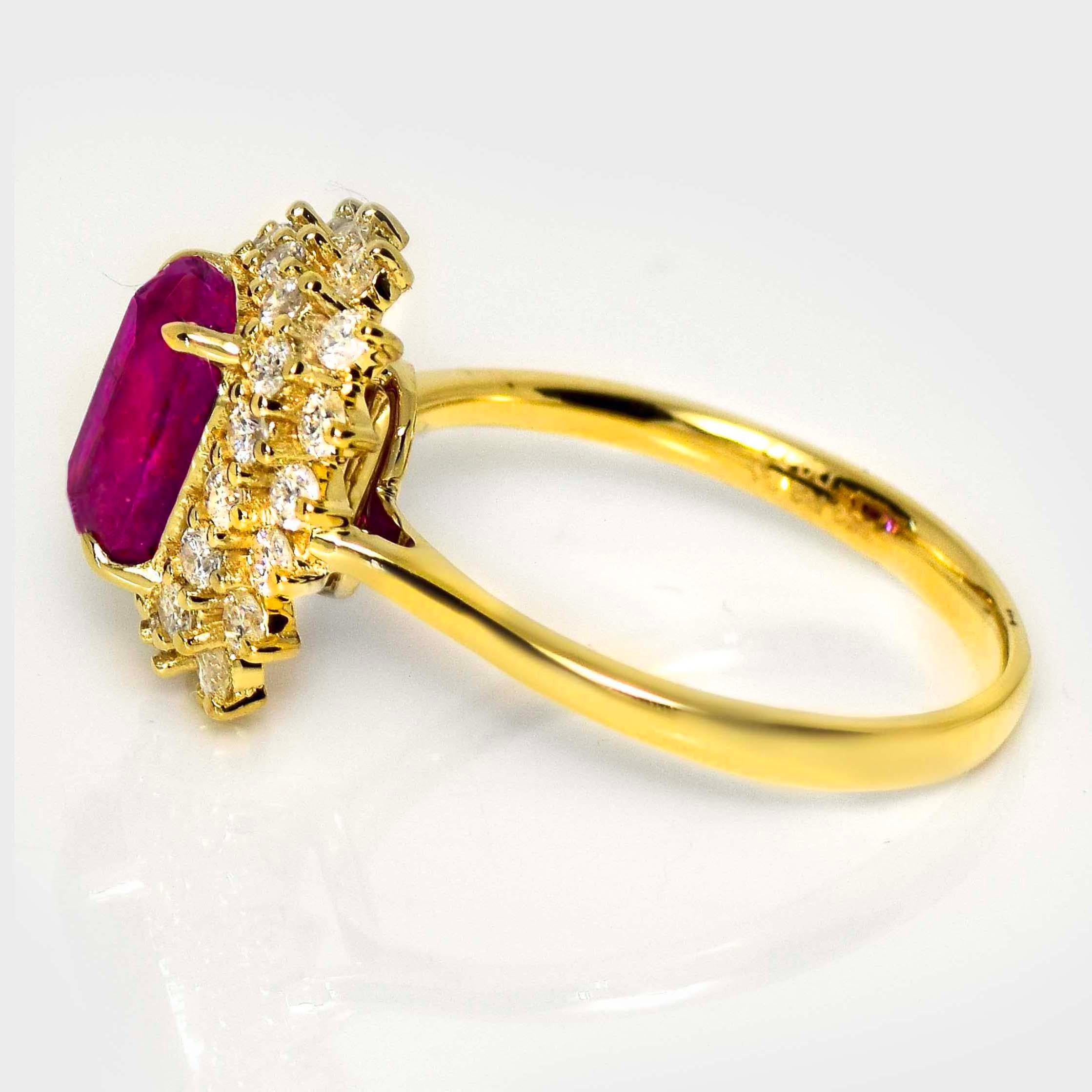 GIA Anello di fidanzamento con rubino dell'Afghanistan non riscaldato da 2,24 ct in oro giallo 18 carati in vendita 1