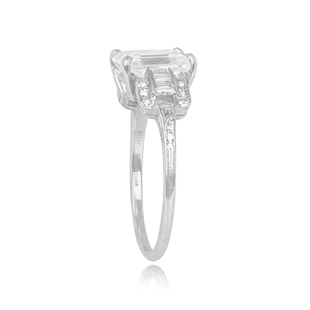Art Deco GIA 2.24ct Carré Cut Diamond Engagement Ring, D Color, Platinum For Sale
