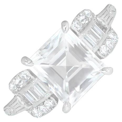 GIA 2.24ct Carré Cut Diamond Engagement Ring, D Color, Platinum