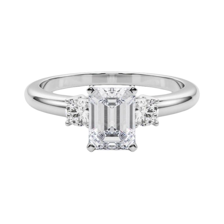 GIA 2,24ct Smeraldo a 3 pietre Passato, presente e futuro  Anello con diamante