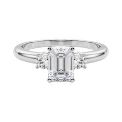 GIA 2.24ct Emerald 3-Stone Past, Present & Future  Diamond Ring
