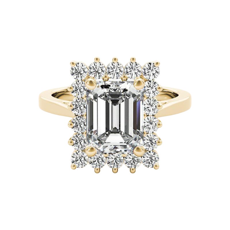GIA 2.24ct Emerald Rectangular Halo Anniversary 18K Yellow Gold Diamond Ring