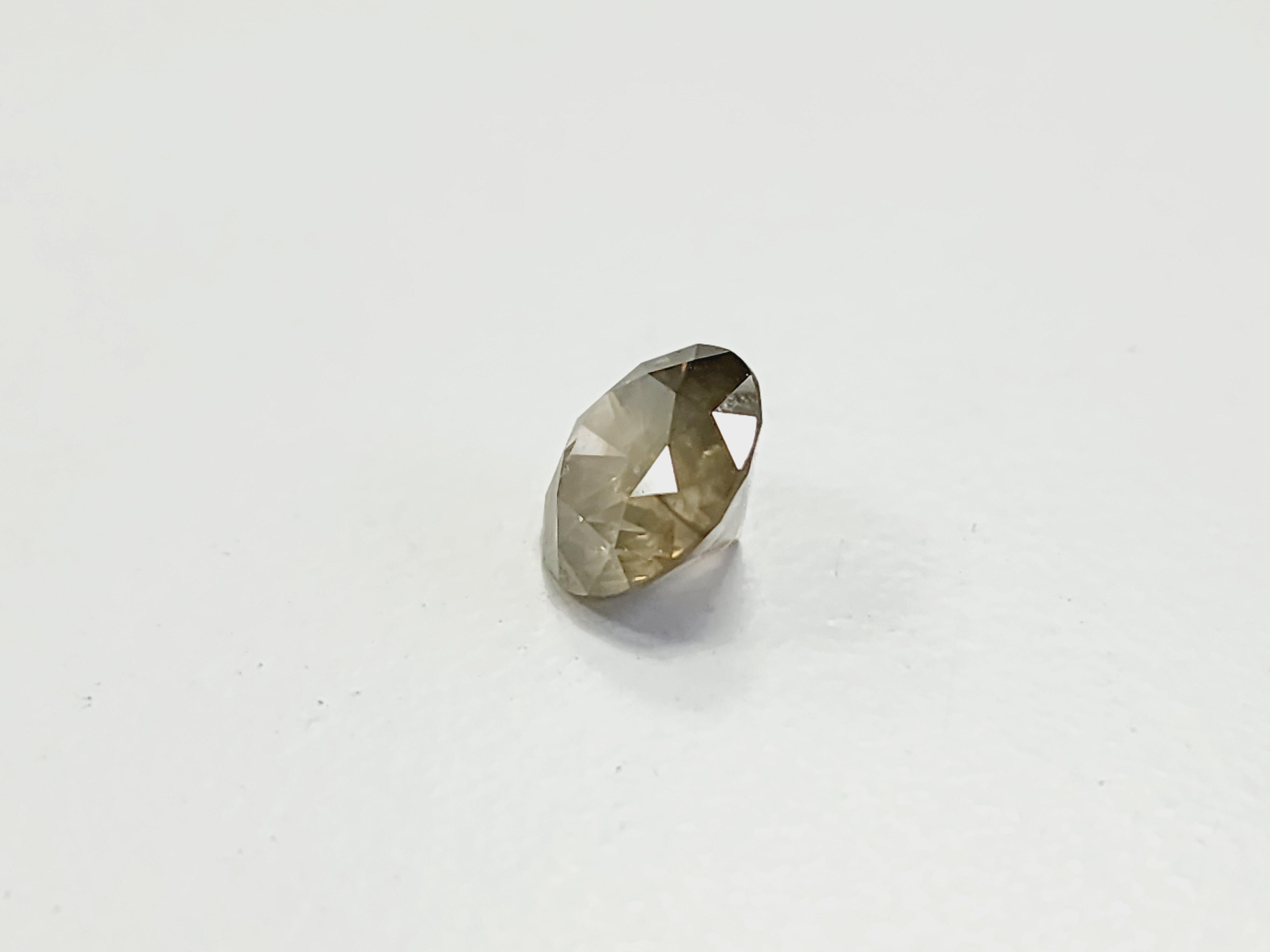 CIERRE GIA Diamante redondo de 2,25 quilates Amarillo verdoso marrón fantasía Corte redondo en venta
