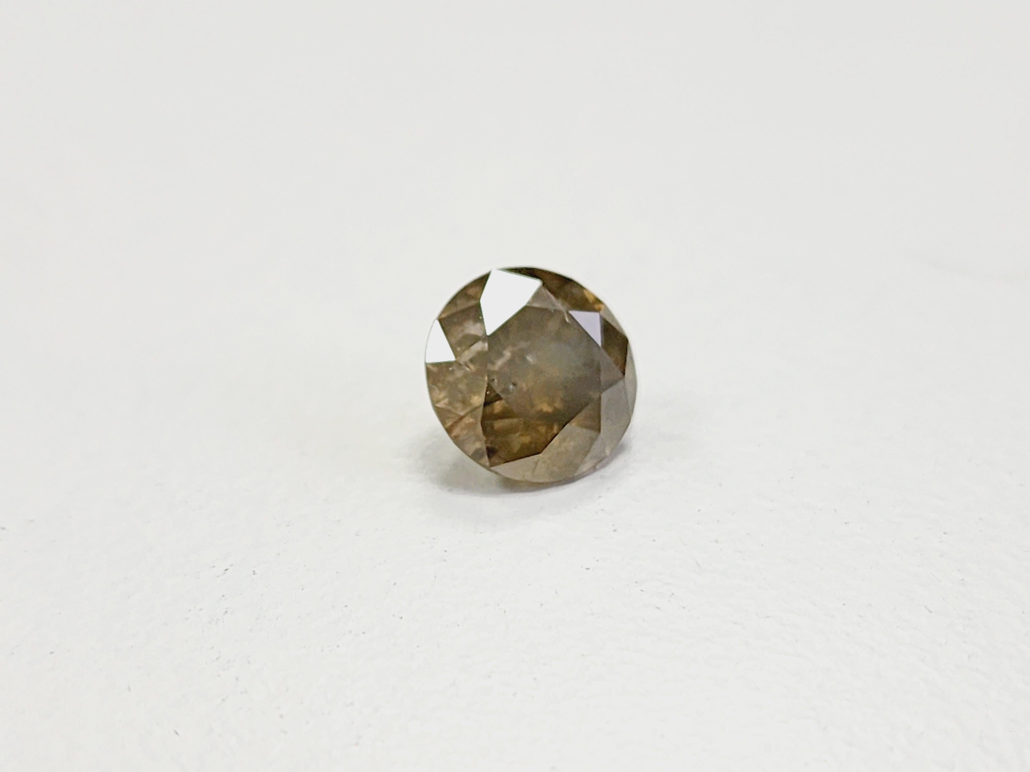 CIERRE GIA Diamante redondo de 2,25 quilates Amarillo verdoso marrón fantasía en venta 1