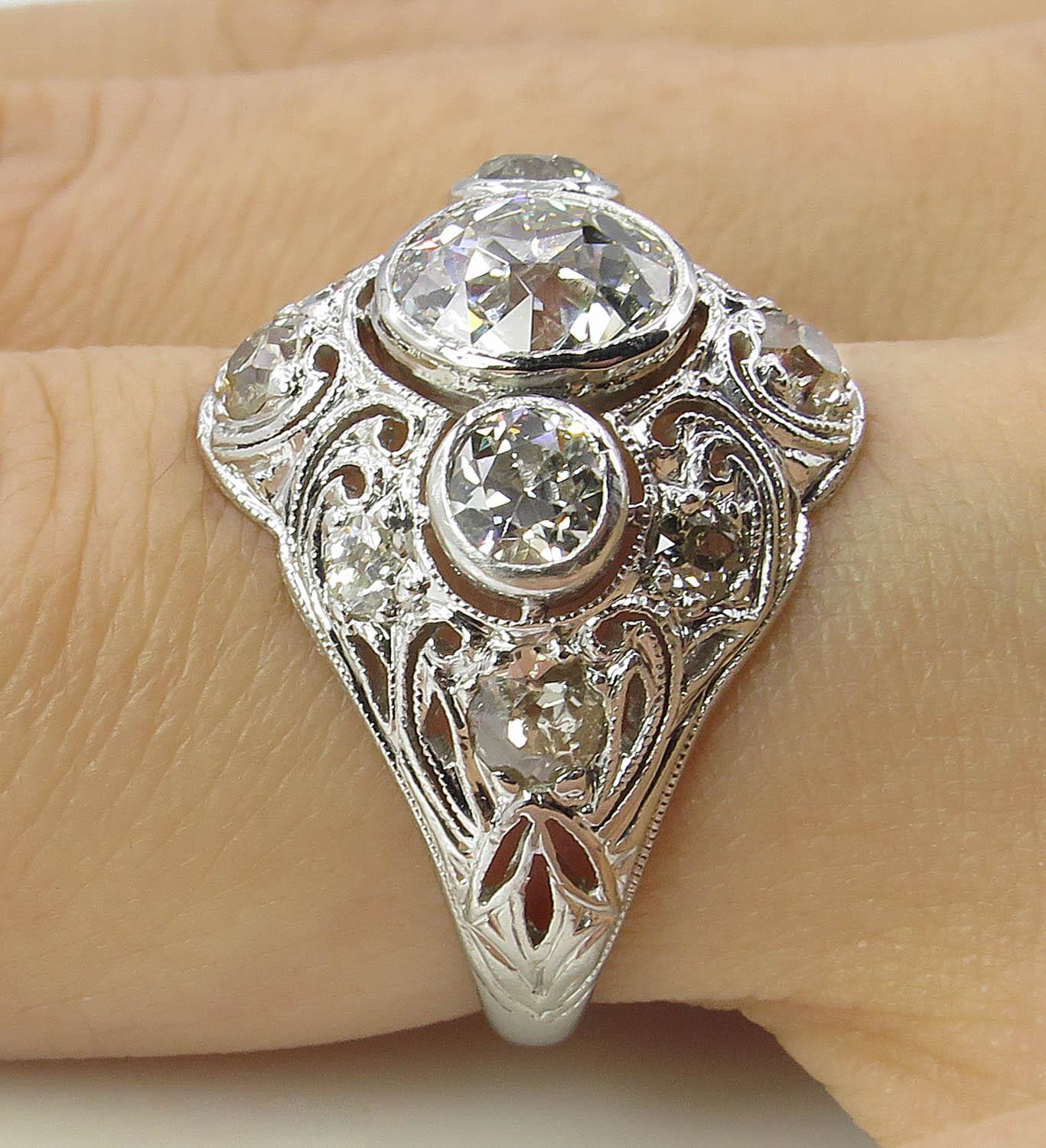 GIA 2.25 Carat Old European Diamond Engagement Wedding Platinum Ring 8