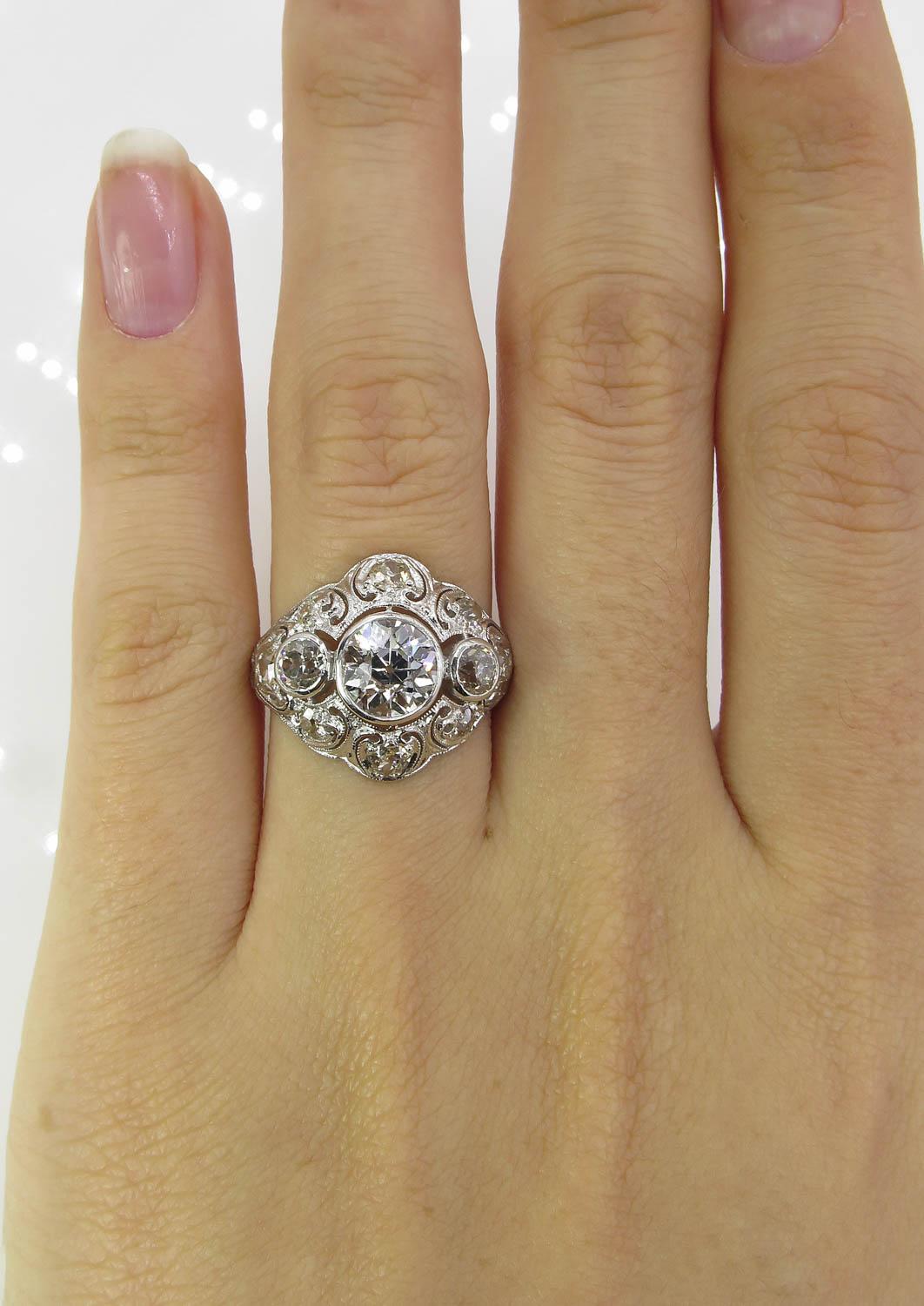 GIA 2.25 Carat Old European Diamond Engagement Wedding Platinum Ring 3
